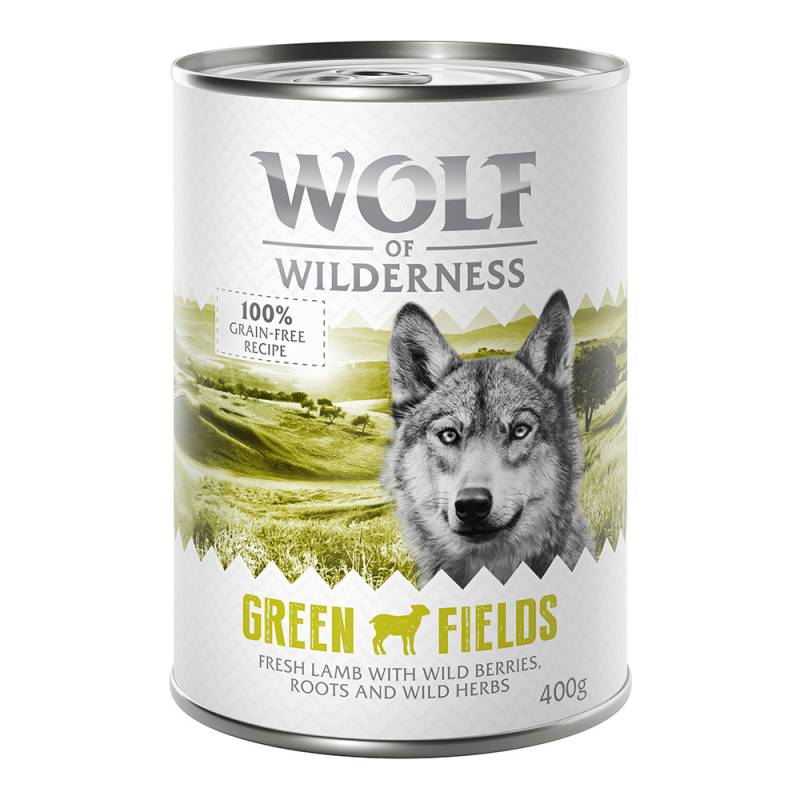 10 + 2 gratis!  12 x 400 g Wolf of Wilderness - Green Fields - Lamm von Wolf of Wilderness