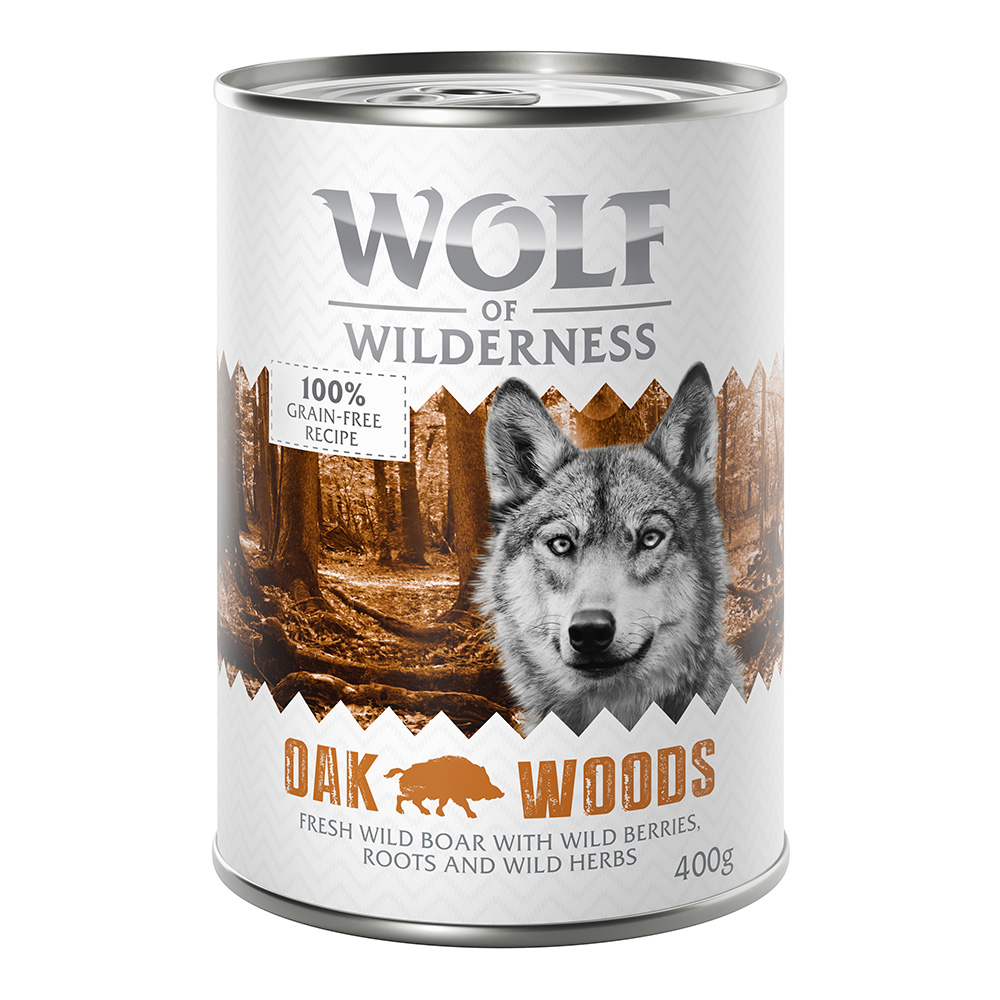 10 + 2 gratis!  12 x 400 g Wolf of Wilderness - Oak Woods - Wildschwein von Wolf of Wilderness