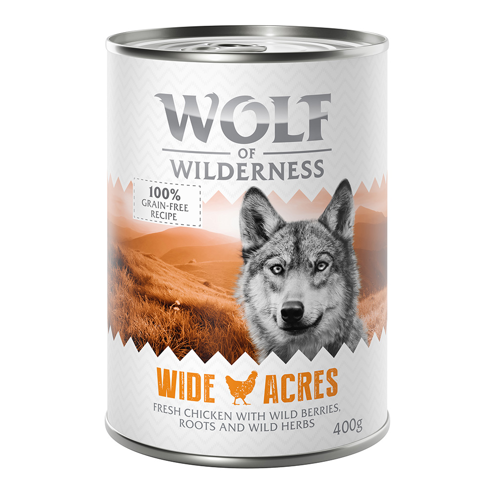 10 + 2 gratis!  12 x 400 g Wolf of Wilderness - Wide Acres - Huhn von Wolf of Wilderness