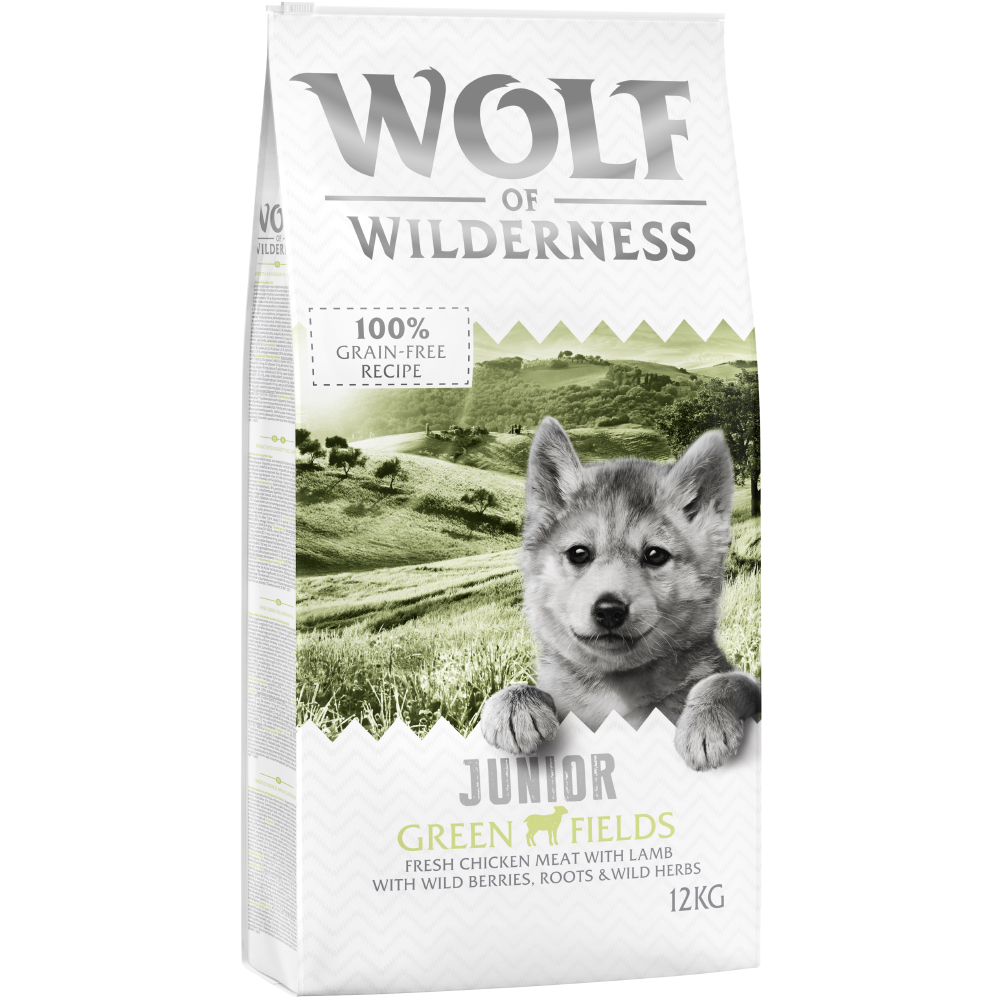 10 € Cyber-Rabatt! 12 kg Wolf of Wilderness  - JUNIOR Green Fields - Lamm von Wolf of Wilderness