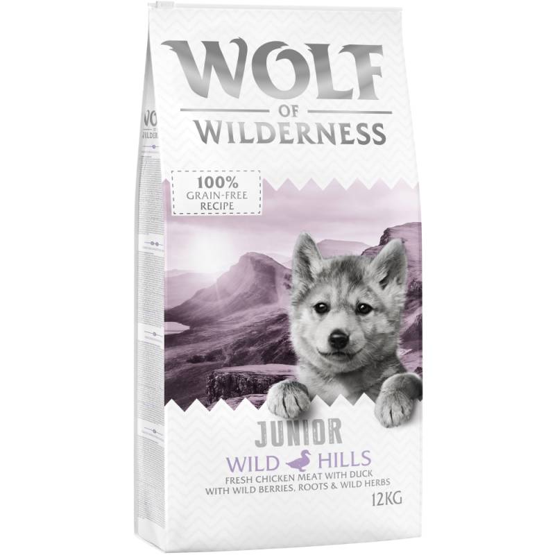 10 € Cyber-Rabatt! 12 kg Wolf of Wilderness  - JUNIOR Wild Hills - Ente von Wolf of Wilderness