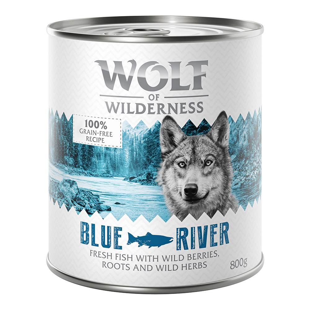 10 € Rabatt sichern! Sparpaket Wolf of Wilderness 24 x 800 g - Blue River - Fisch von Wolf of Wilderness