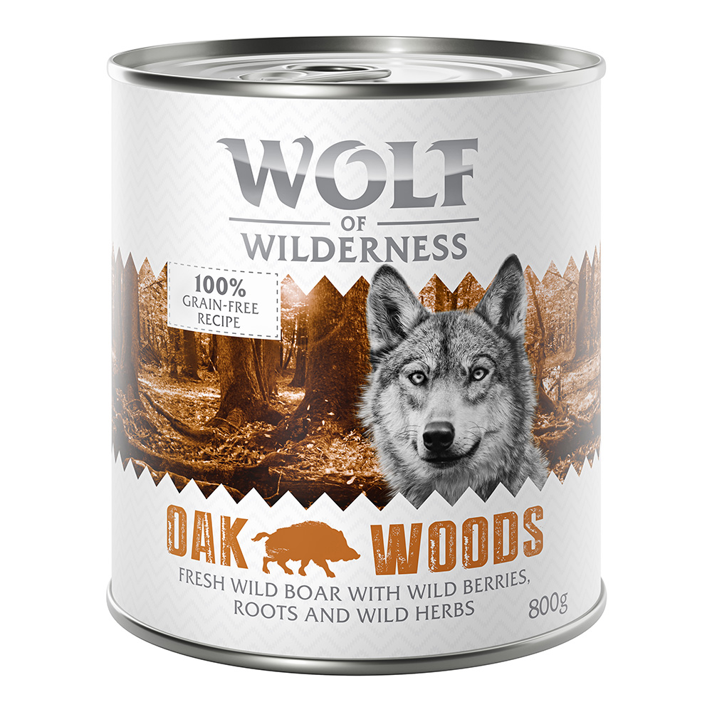 10 € Rabatt sichern! Sparpaket Wolf of Wilderness 24 x 800 g - Oak Woods - Wildschwein von Wolf of Wilderness