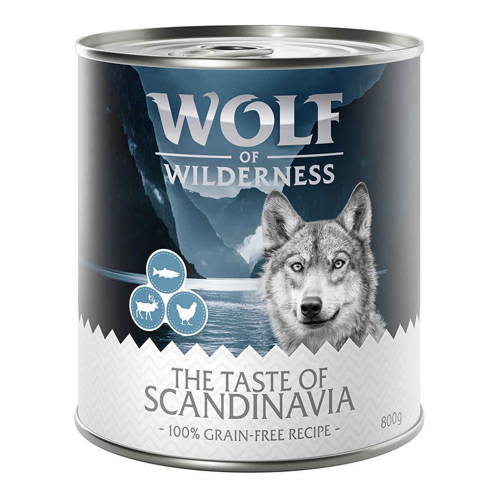 10 € Rabatt sichern! Sparpaket Wolf of Wilderness 24 x 800 g - The Taste Of Scandinavia - Rentier, Lachs, Huhn von Wolf of Wilderness