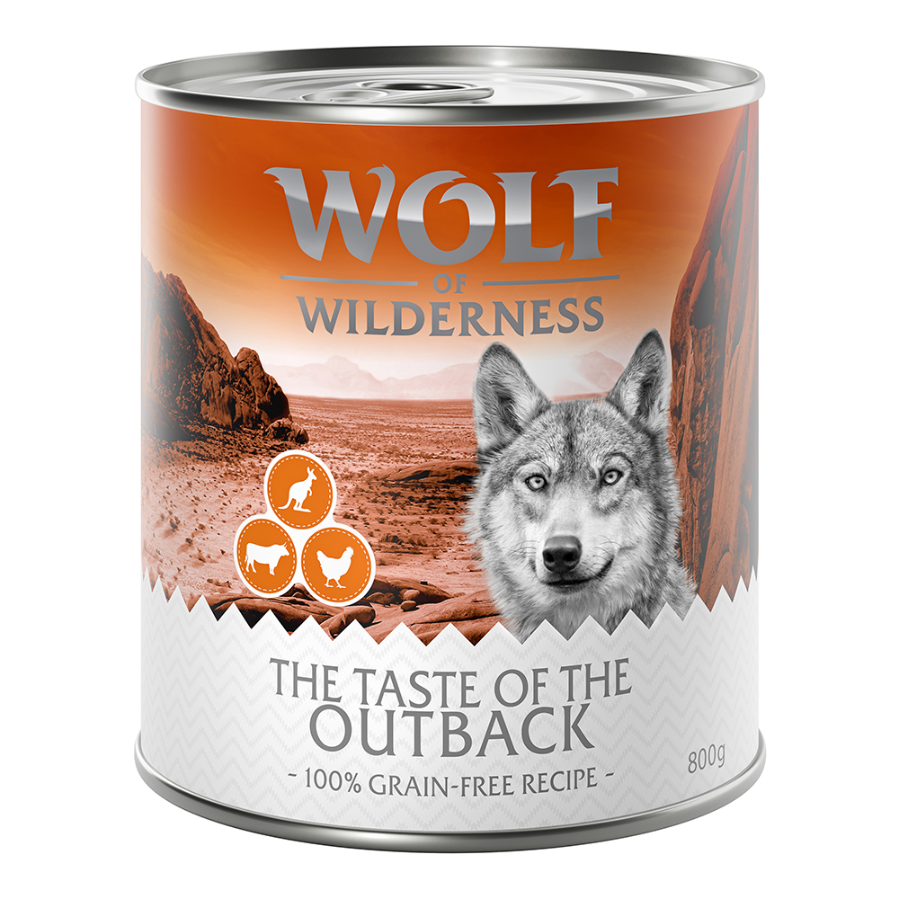 10 € Rabatt sichern! Sparpaket Wolf of Wilderness 24 x 800 g -  The Taste of the Outback - Huhn, Rind, Känguru von Wolf of Wilderness