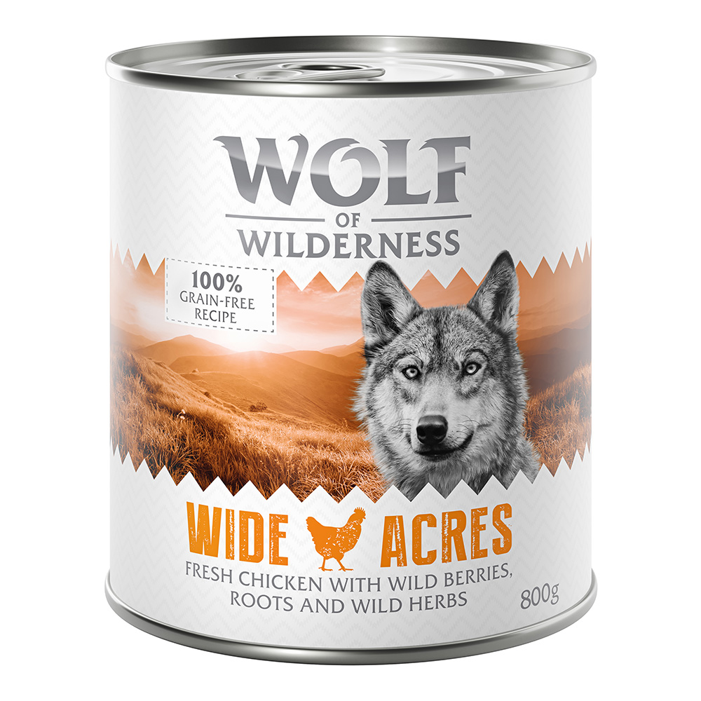 10 € Rabatt sichern! Sparpaket Wolf of Wilderness 24 x 800 g - Wide Acres - Huhn von Wolf of Wilderness