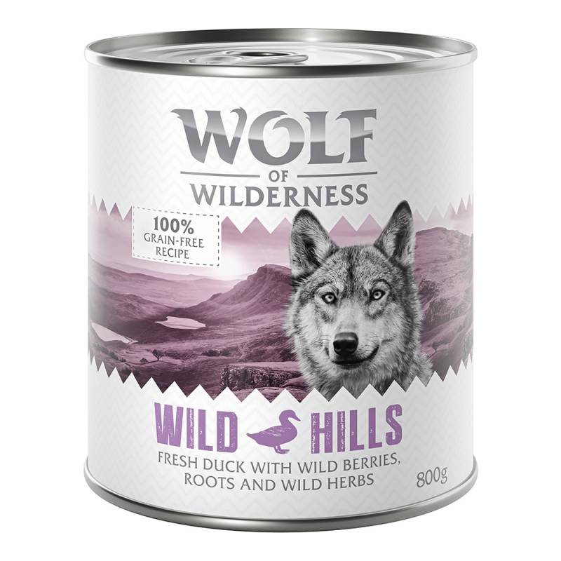 10 € Rabatt sichern! Sparpaket Wolf of Wilderness 24 x 800 g - Wild Hills - Ente von Wolf of Wilderness