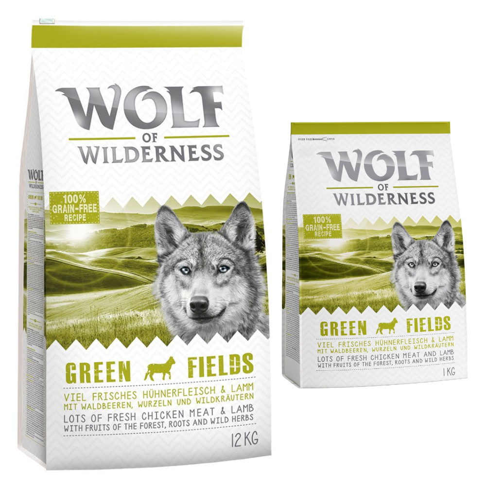 12 + 2 kg gratis! 14 kg Wolf of Wilderness Trockenfutter - Green Fields - Lamm von Wolf of Wilderness