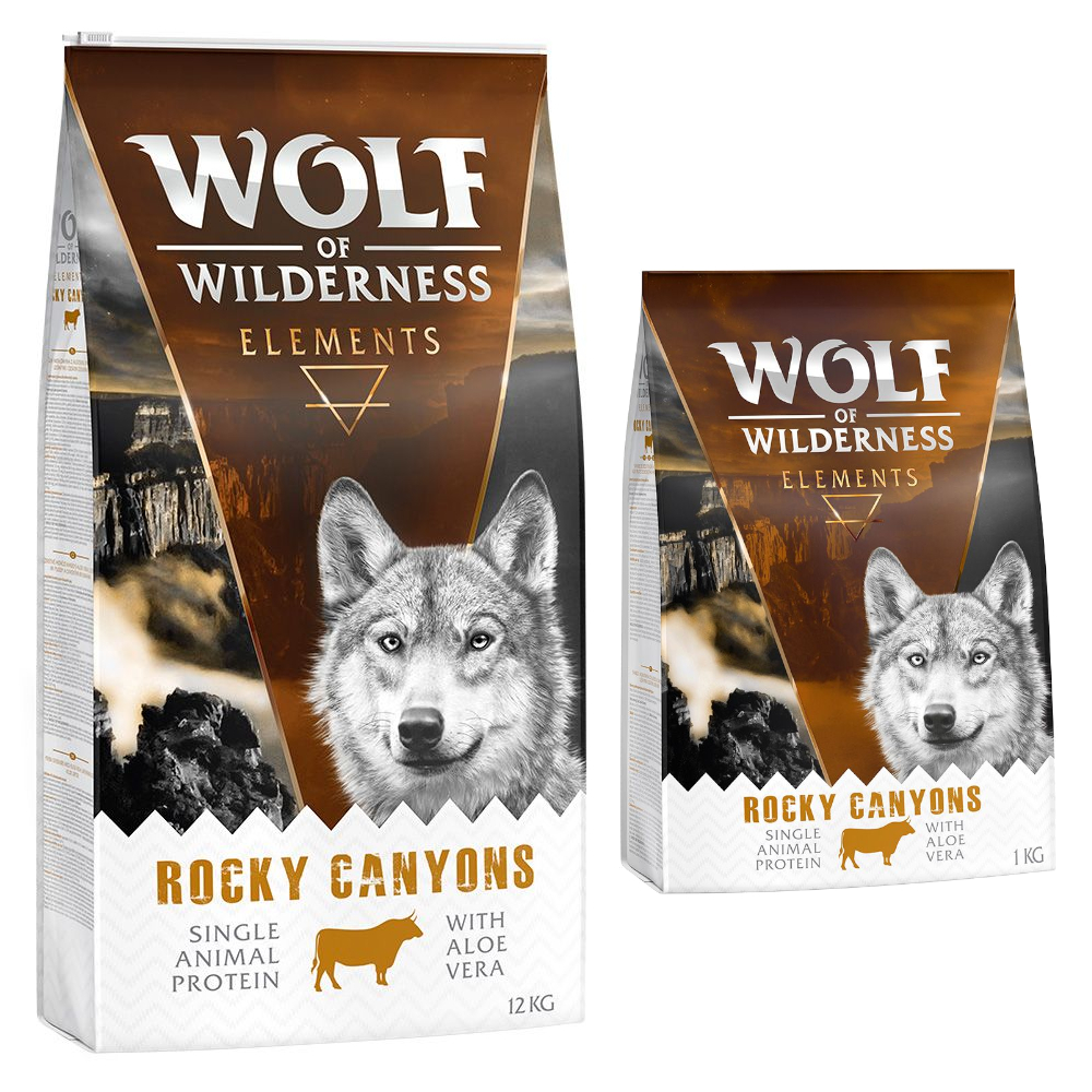 12 + 2 kg gratis! 14 kg Wolf of Wilderness Trockenfutter - Rocky Canyons - Rind (Monoprotein) von Wolf of Wilderness