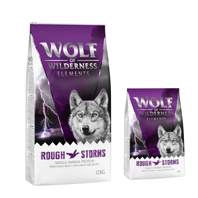 12 + 2 kg gratis! 14 kg Wolf of Wilderness Trockenfutter - Rough Storms - Ente (Monoprotein) von Wolf of Wilderness