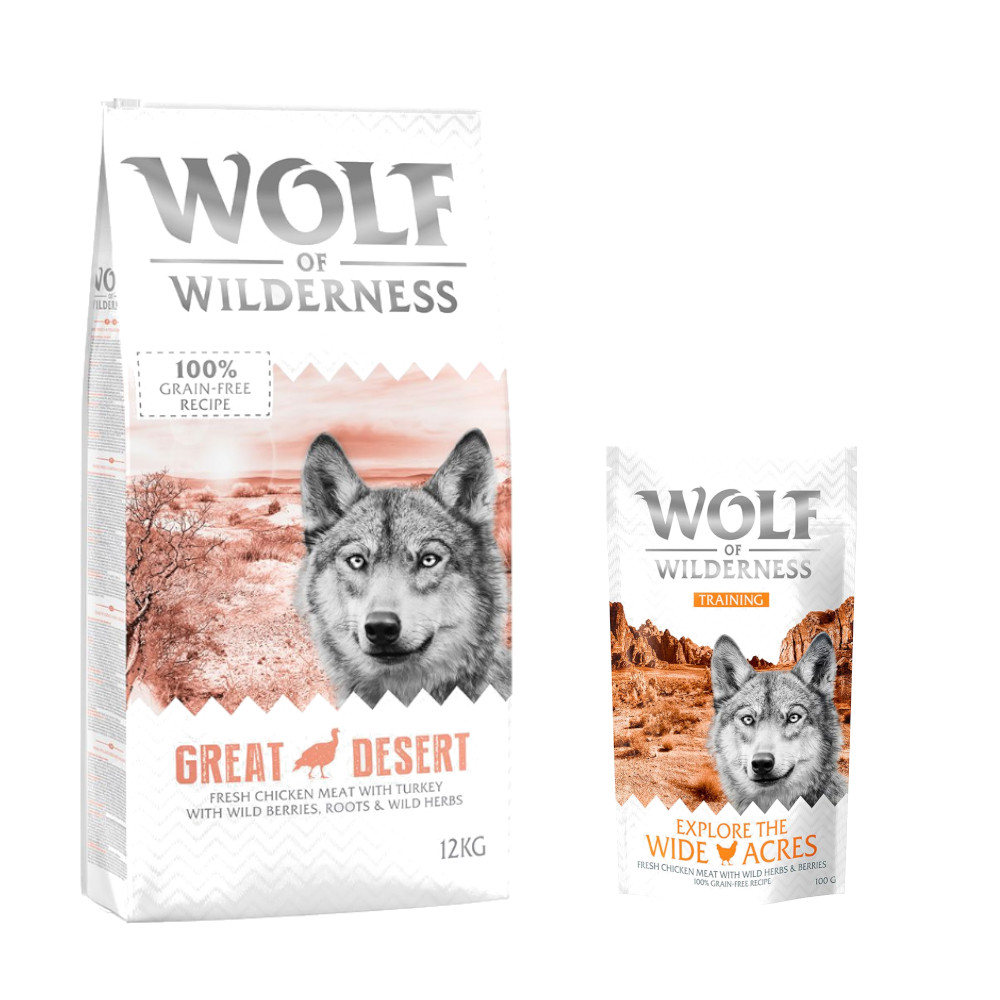 12 kg Wolf of Wilderness + 100 g Training Snack gratis! - Great Desert - Pute von Wolf of Wilderness