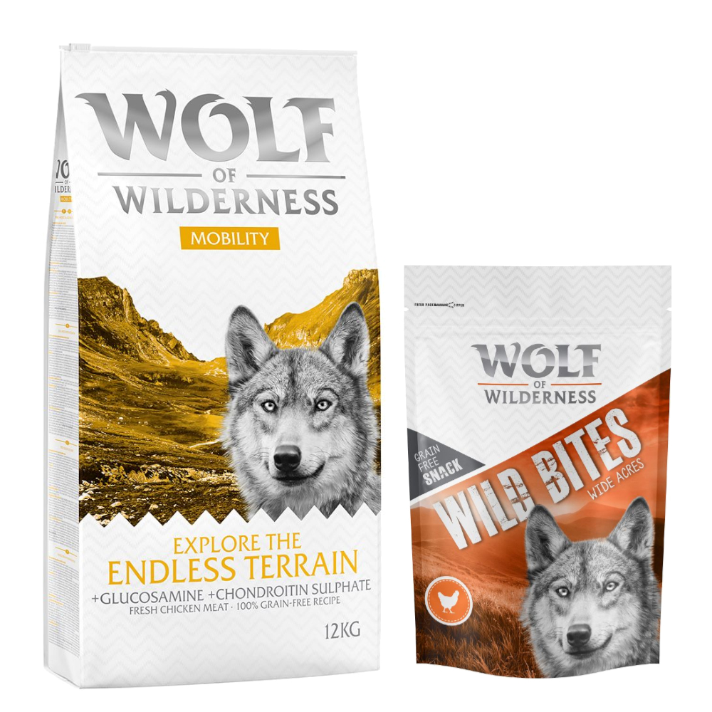 12 kg Wolf of Wilderness + 180 g Wild Bites Snack gratis! "Explore" Mobility + Snack Huhn von Wolf of Wilderness