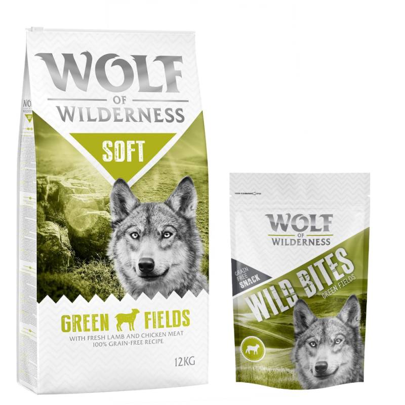 12 kg Wolf of Wilderness + 180 g Wild Bites Snack gratis! Soft Green Fields - Lamm + Lamm Snack von Wolf of Wilderness