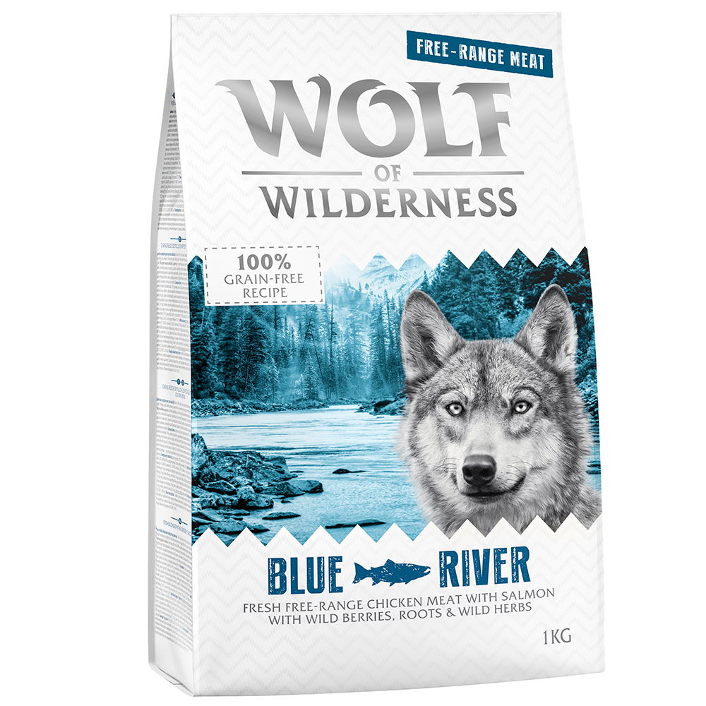 2 x 1 kg Wolf of Wilderness Trockenfutter zum Sonderpreis! - Blue River - Freilandhuhn & Lachs von Wolf of Wilderness