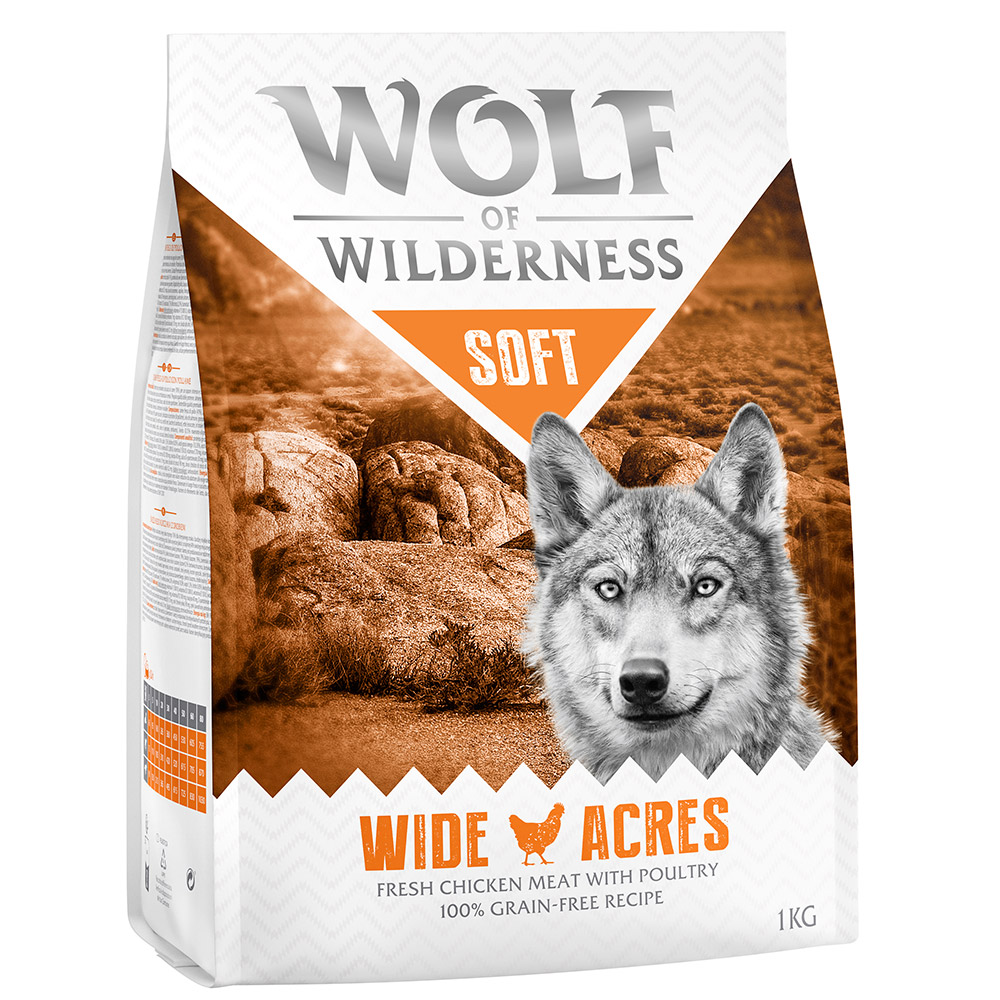 2 x 1 kg Wolf of Wilderness Trockenfutter zum Sonderpreis! - SOFT Wide Acres - Huhn (halbfeucht) von Wolf of Wilderness