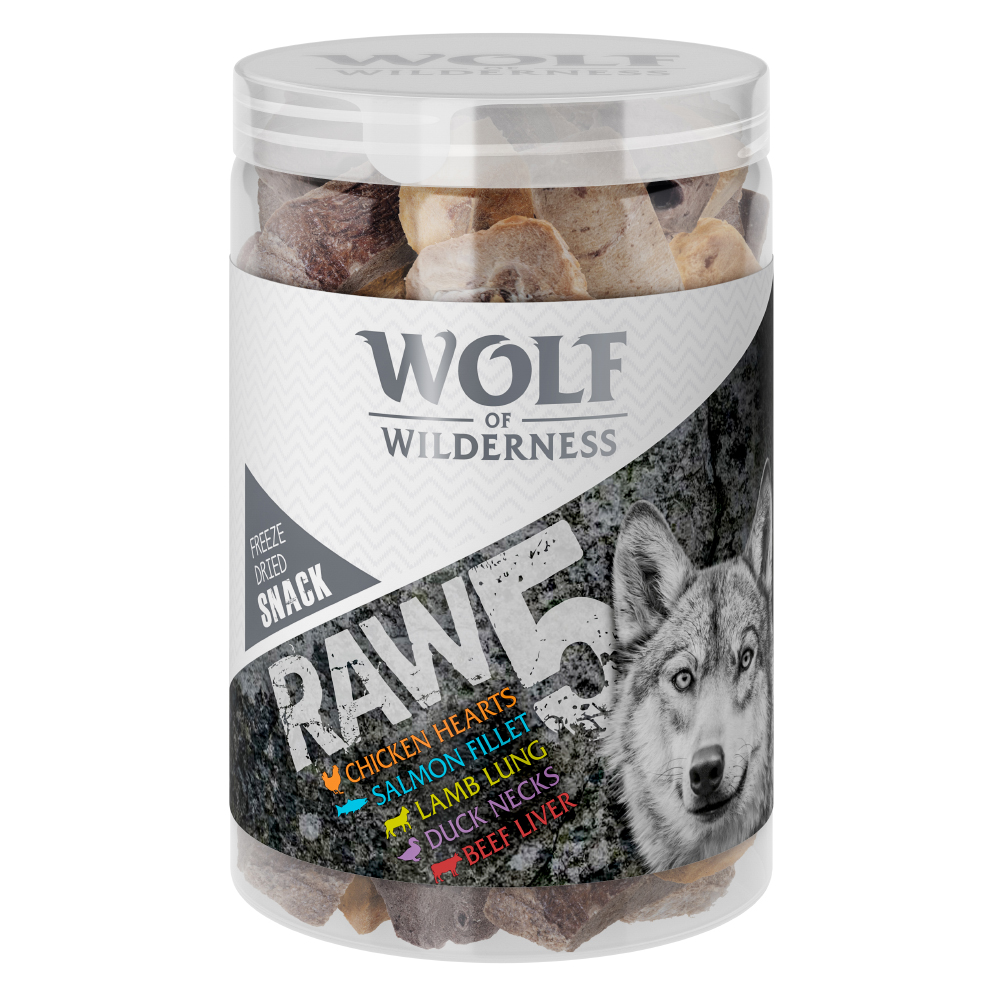 2 x Wolf of Wilderness Snack - RAW 5 Mix zum Sonderpreis! - 2 x 150 g von Wolf of Wilderness