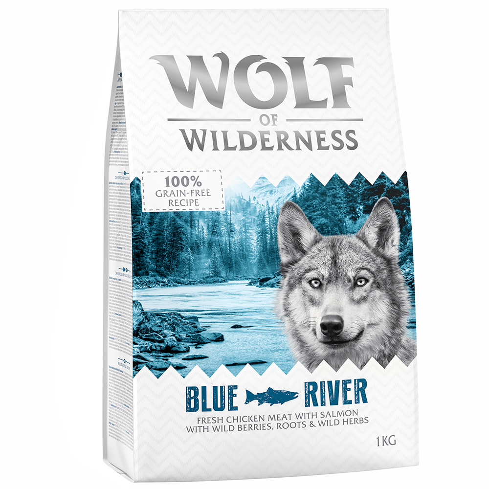 3 + 1 gratis! 4 x 1 kg Wolf of Wilderness - Blue River - Lachs von Wolf of Wilderness