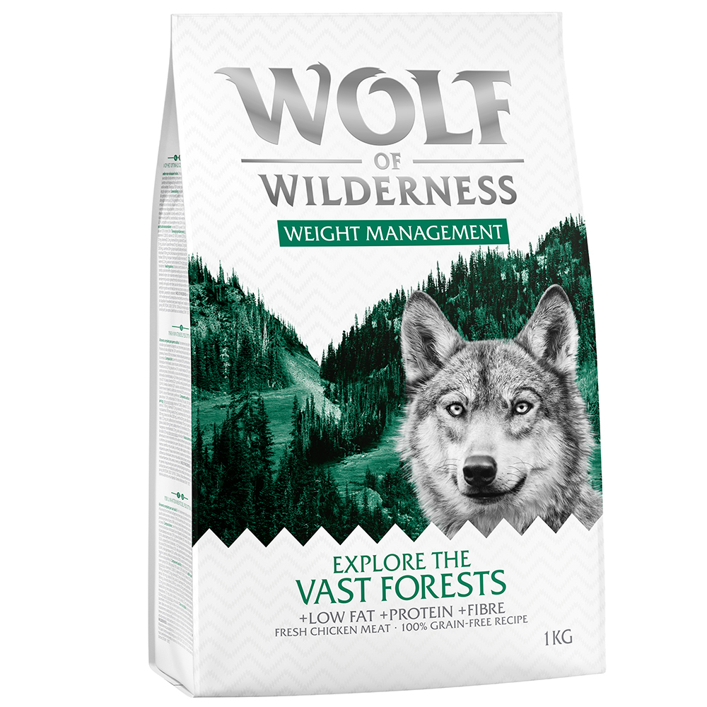 3 + 1 gratis! 4 x 1 kg Wolf of Wilderness - Explore The Vast Forests - Huhn (Weight Management) von Wolf of Wilderness