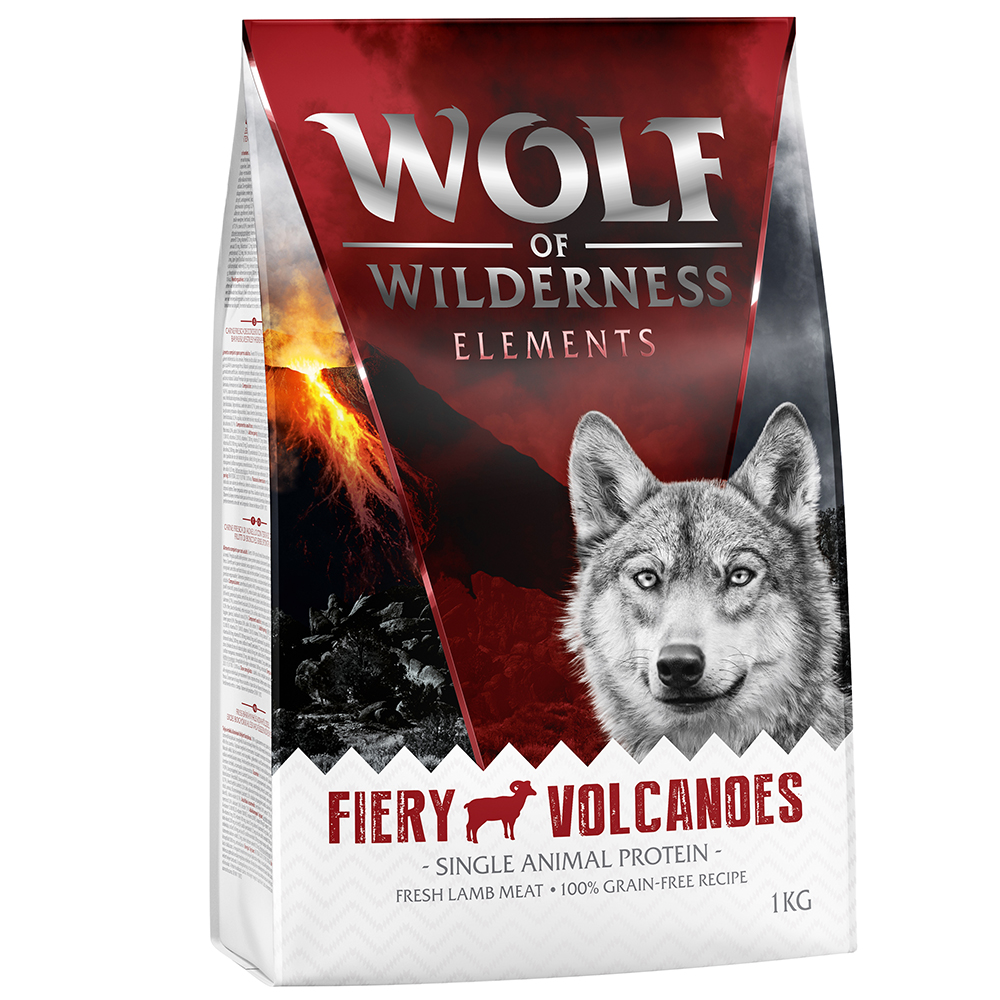 3 + 1 gratis! 4 x 1 kg Wolf of Wilderness - Fiery Volcanoes - Lamm (Monoprotein) von Wolf of Wilderness