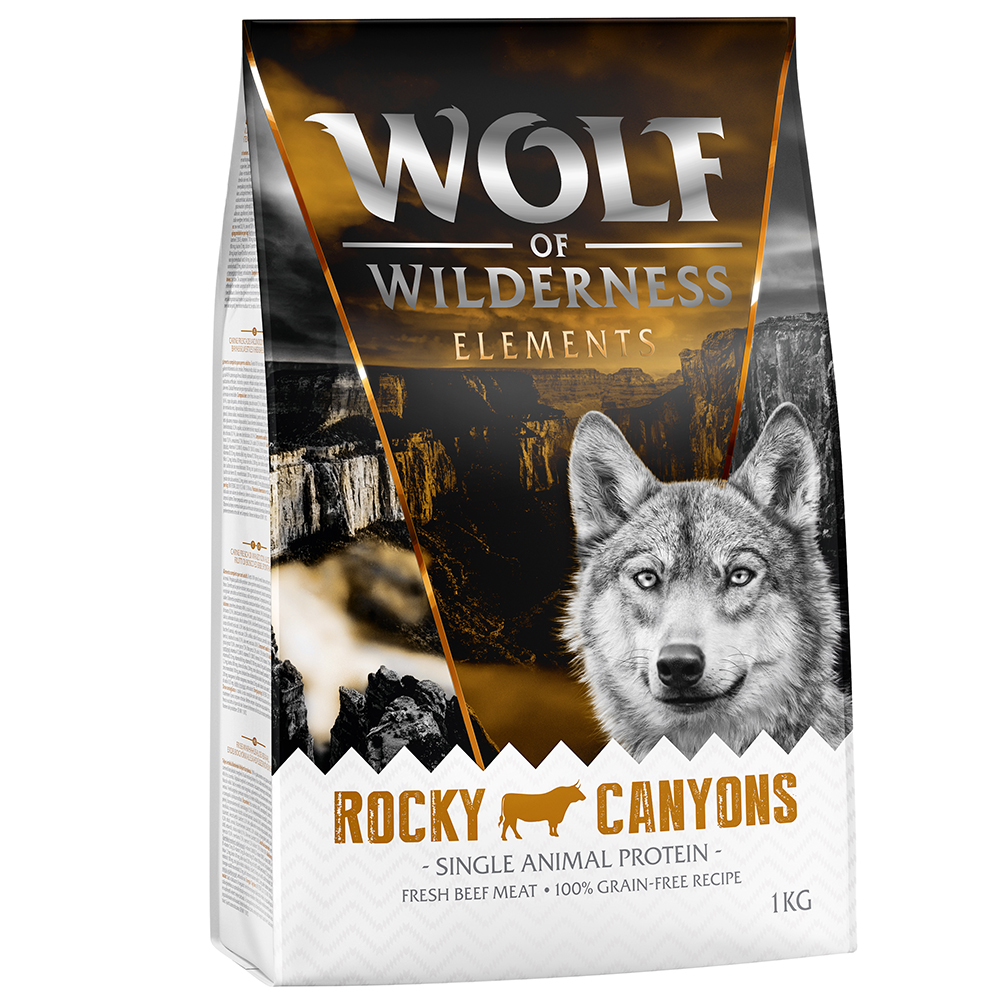 3 + 1 gratis! 4 x 1 kg Wolf of Wilderness - Rocky Canyons - Rind (Monoprotein) von Wolf of Wilderness