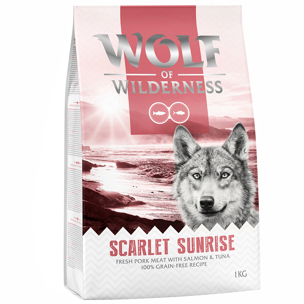 3 + 1 gratis! 4 x 1 kg Wolf of Wilderness - Scarlet Sunrise - Lachs & Thunfisch von Wolf of Wilderness