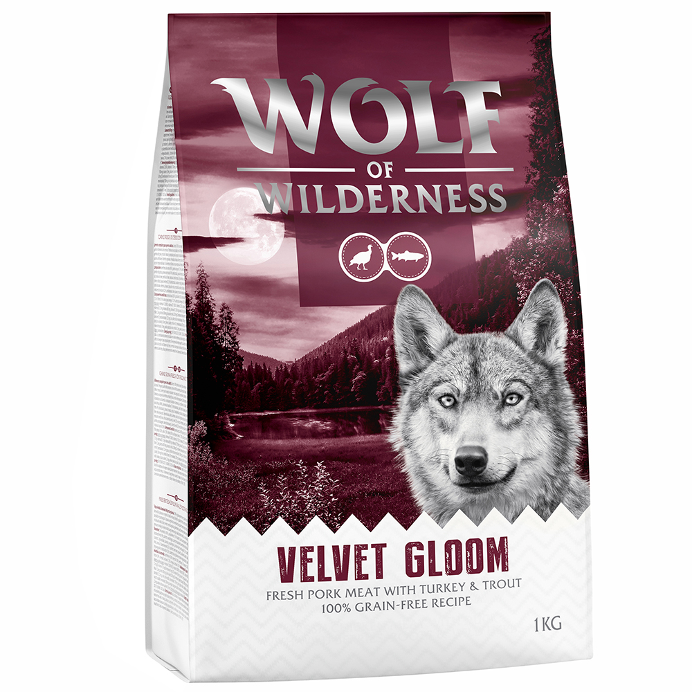 3 + 1 gratis! 4 x 1 kg Wolf of Wilderness - Velvet Gloom - Pute & Forelle von Wolf of Wilderness