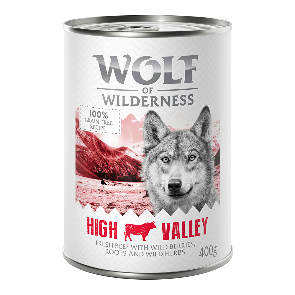 5 + 1 gratis! 6 x 400 g Wolf of Wilderness  - High Valley - Rind von Wolf of Wilderness