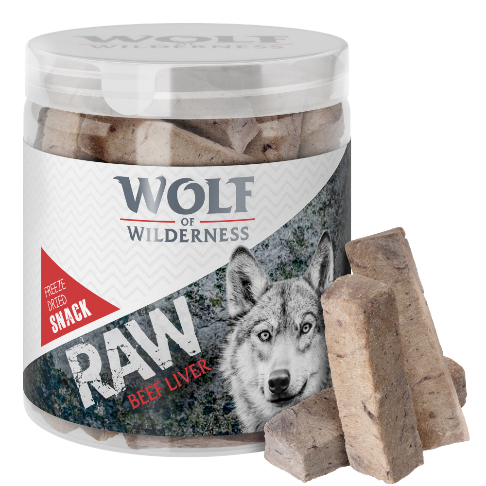 Bis zu 15 % Rabatt! 3 x Wolf of Wilderness RAW Snacks - Rinderleber (90 g) von Wolf of Wilderness