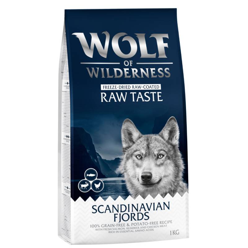 Bis zu 25% Cyber-Rabatt! 1 kg Wolf of Wilderness Trockenfutter - Scandinavian Fjords - Rentier, Huhn, Lachs von Wolf of Wilderness