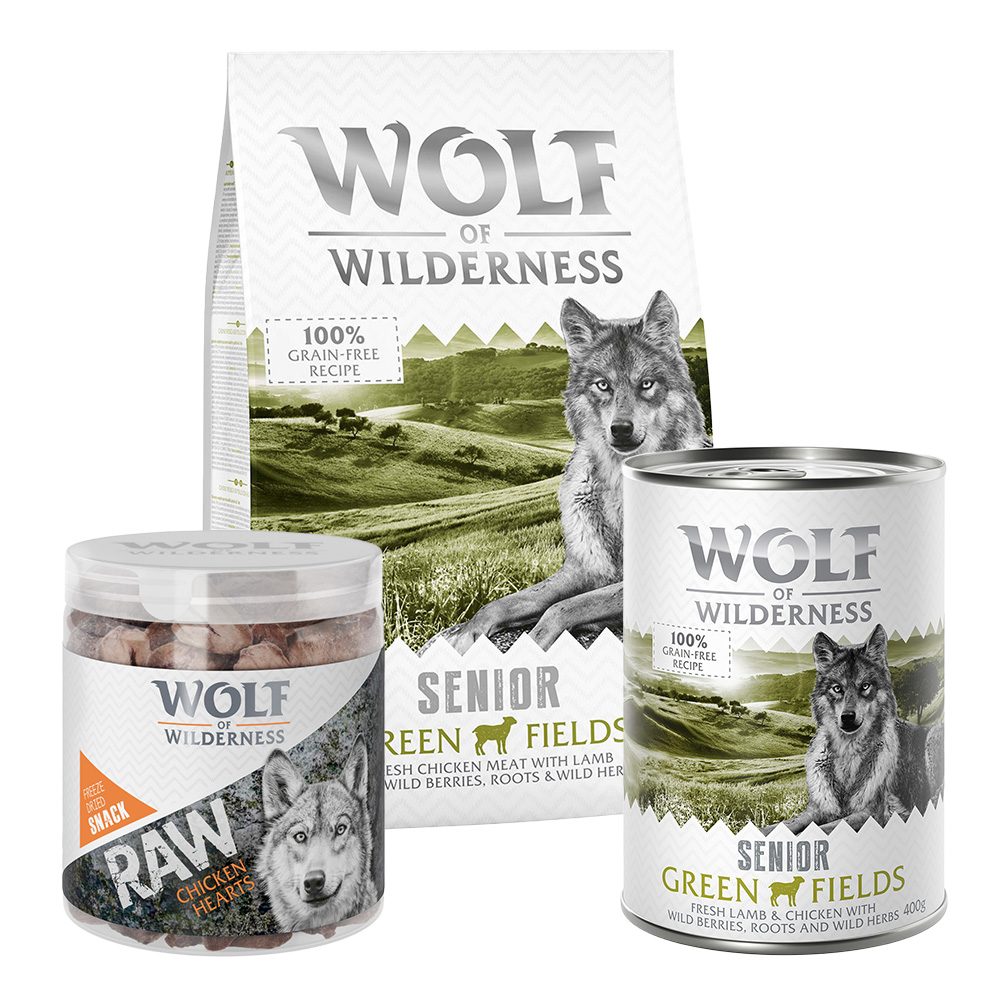 Kombi-Special: Wolf of Wilderness: Trocken-, Nassfutter, Snacks - Senior-Set von Wolf of Wilderness