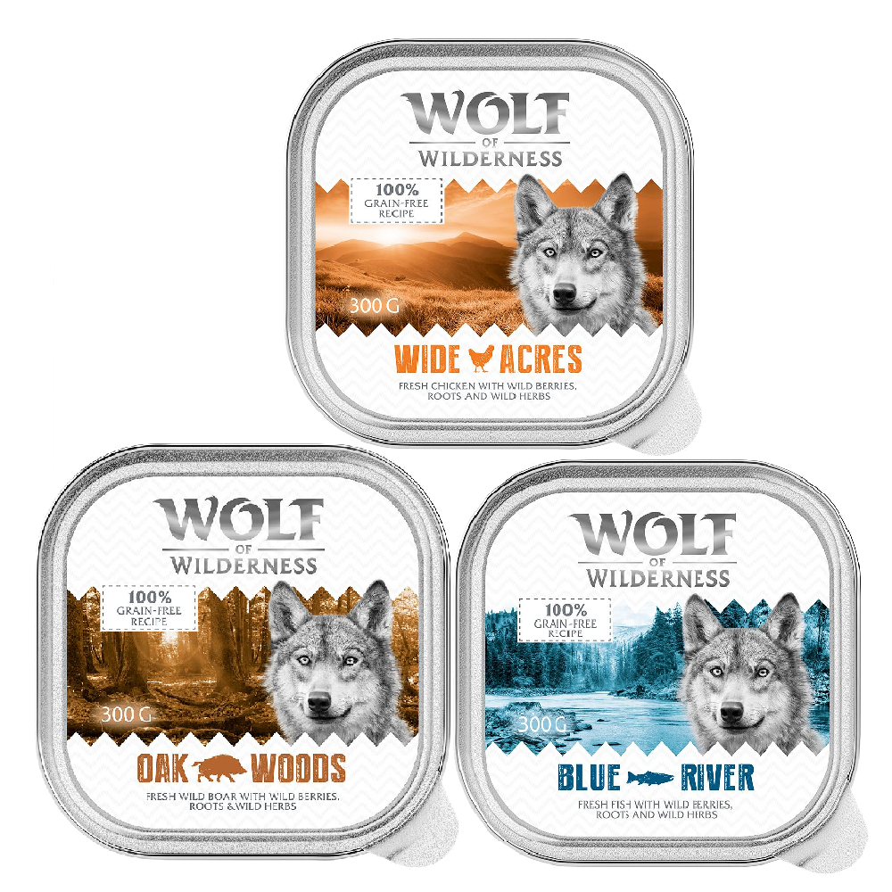 Wolf of Wilderness Adult - Single Meat 6 / 24 x 300 g Schale - 24 x 300 g: Mixpaket: Wildschwein, Huhn, Fisch Wolf of Wilderness Adult - Single Meat 6 / 24 x 300 g Schale - 24 x 300 g: Mixpaket: Wildschwein, Huhn, Fisch von Wolf of Wilderness