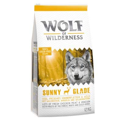 Wolf of Wilderness Adult Sunny Glade - Venison Premium Trockenfutter für Hunde 100% getreide- und glutenfrei angereichert mit Waldfrüchten, Wildkräutern und Wurzeln 12 kg von Wolf of Wilderness