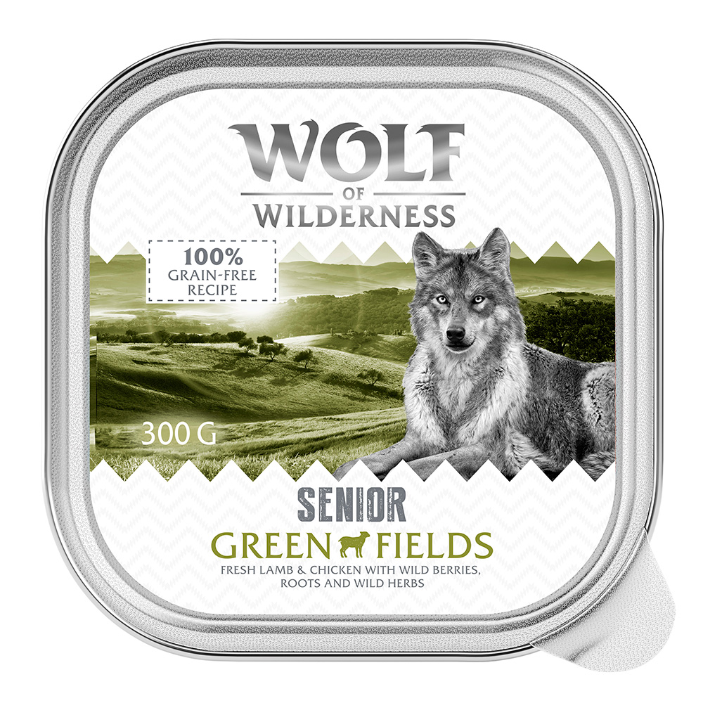 Wolf of Wilderness Senior - Duo-Protein Rezeptur 6 / 24 x 300 g Schale - 24 x 300 g: Green Fields - Lamm & Huhn von Wolf of Wilderness