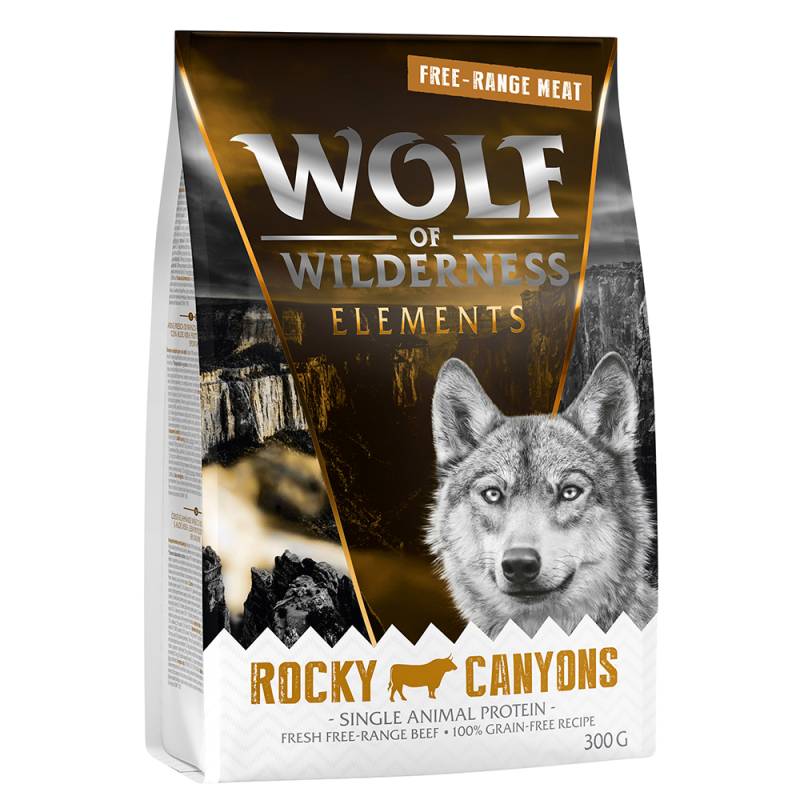 Wolf of Wilderness Probierbeutel - getreidefrei - Single Protein: ADULT Rocky Canyons - Freiland-Rind (300 g) von Wolf of Wilderness