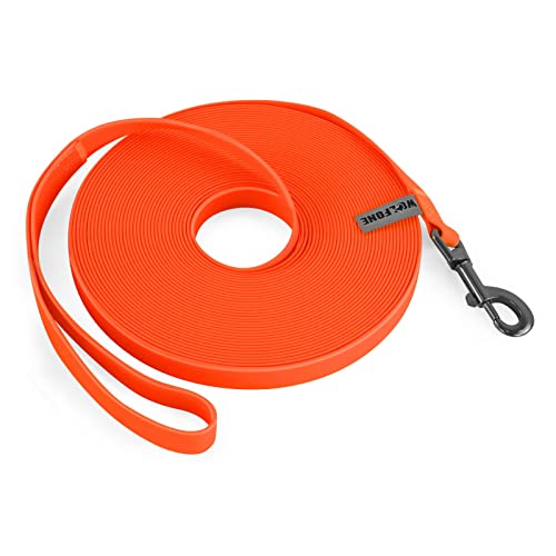 Wolfone 12m orange Schleppleine für Hunde，wasserdichte Trainingsleine, strapazierfähige und Pflegeleichte Leine, geeignet für Rückruf, Schwimmen, Camping, Strand, Jagd, Spaziergänge von Wolfone