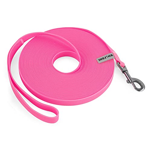 Wolfone 12m rosa Schleppleine für Hunde，wasserdichte Trainingsleine, strapazierfähige und Pflegeleichte Leine, geeignet für Rückruf, Schwimmen, Camping, Strand, Jagd, Spaziergänge von Wolfone