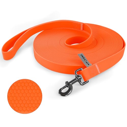 Wolfone Schleppleine für Hunde，15m Orange wasserdichte Lange Rückruf Hundeleine mit Anti-Rutsch-Griff, Heavy Duty robuste Ausbildung Hundeleine für Outdoor-Aktivitäten von Wolfone