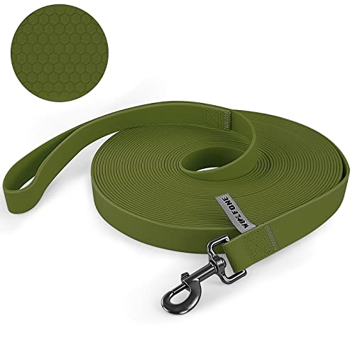 Wolfone Schleppleine für Hunde，3m Dunkelgrün wasserdichte Lange Rückruf Hundeleine mit Anti-Rutsch-Griff, Heavy Duty robuste Ausbildung Hundeleine für Outdoor-Aktivitäten von Wolfone