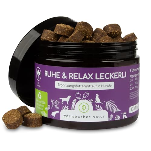 Wolfsbacher Natur Beruhigungs-Snacks für Hunde - gegen Stress und Angst | wirkt 100% natürlich mit Baldrian bei Anspannung | Johanniskraut sorgt für innere Ruhe | 130 beruhigende Leckerlies von Wolfsbacher Natur