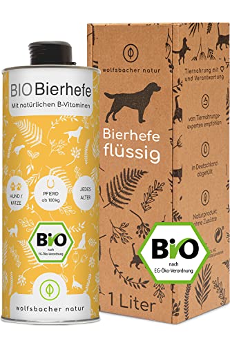 Bio-Bierhefe für Hunde und Katzen | 1 Liter flüssige Bierhefe | 100% Bio zur Haut- und Fellpflege, Futterergänzung mit Vitamin B, reich an Mineralien & Spurenelementen, DE-ÖKO-060 von Wolfsbacher