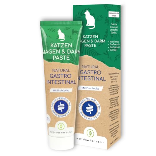 Natürliche Magen-Darm Paste für Katzen - Katzensnack mit Probiotika und Ulmenrinde - Unterstützt Verdauung und Darmflora, Gastro Intestinal Paste von Wolfsbacher