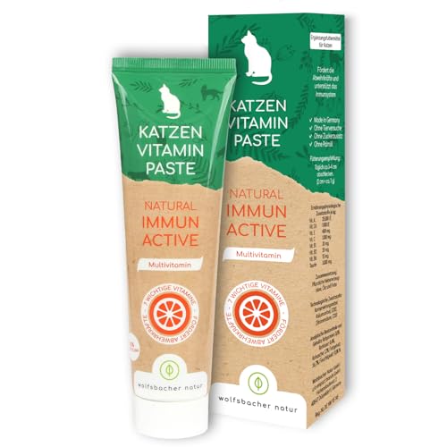 Vitaminpaste für Katzen – Mit 7 wichtigen Vitaminen – Natürliche Immun Active Multivitamin Paste für Katzen, Fördert Abwehrkräfte von Wolfsbacher