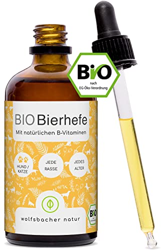 Bio-Bierhefe für Hunde und Katzen | 100 ml flüssige Bierhefe | 100% Bio zur Haut- und Fellpflege, Futterergänzung mit Vitamin B, reich an Mineralien & Spurenelementen, DE-ÖKO-060 von Wolfsbacher