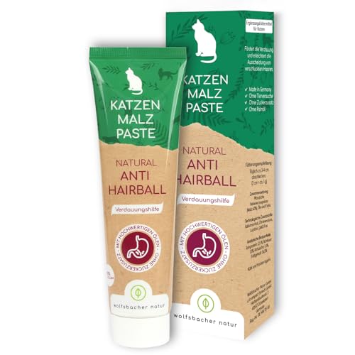 Wolfsbacher Malzpaste Katzen – Anti Hairball Katze, Natürlicher und schmackhafter Katzensnack aus Malz bei Haarballenbildung von Wolfsbacher