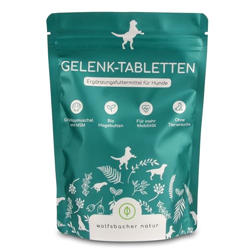 Wolfsbacher XXL Packung Gelenktabletten für Hunde, 350 Stück Gelenktabletten Hund I Natürlich mit Bio Hagebutte, Grünlippmuschel, MSM, Teufelskralle I Jahresvorrat von Wolfsbacher