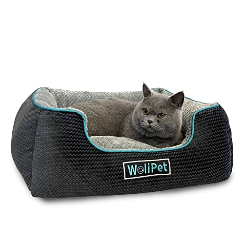 WoliPet Rechteckiges Hundebett für kleine und mittelgroße Katzen und Hunde, maschinenwaschbar, rutschfeste Unterseite, 63,5 x 53,3 x 22,9 cm, Grau von WoliPet