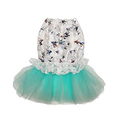 Wolyepor Spitze Puffy Prinzessin Hundekleid Niedlicher Tutu Gaze Rock für mittelgroße oder große Hunde (XXX-Large, Lake Blue) von Wolyepor