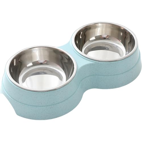 Edelstahl -Katzenschalen, Hunde -Doppelfutter -Schalen und Wasserschale, verdicken Katzenfutter für Katzen Hunde Kätzchen Fütterung (blau) von Womsclo