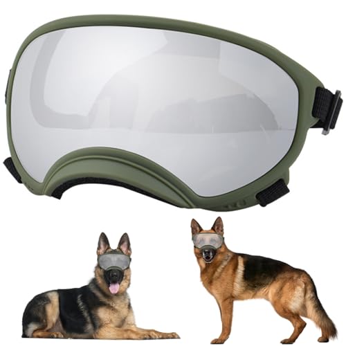 Hunde Sonnenbrille, UV -Schutz gewinne Hundebrille mit verstellbarem Riemen, Hundebrillen für große Hunde Augenschutz von Womsclo