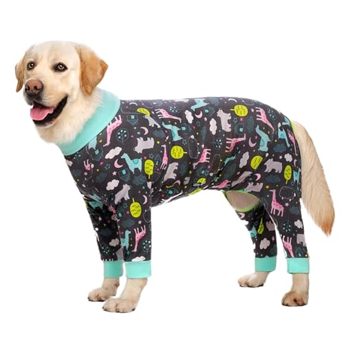 Hundechirurgie Erholung Anzug, Anti -Lick -Weiche Langarm Hundehund Pyjamas Jumpsuit niedlicher Druckhund -Erholungsanzug Flexibler beschleunigter Heilungstränen von Womsclo